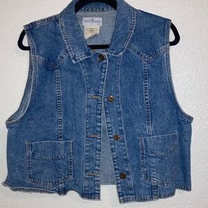 Denim Sleeveless Vest with Button Front